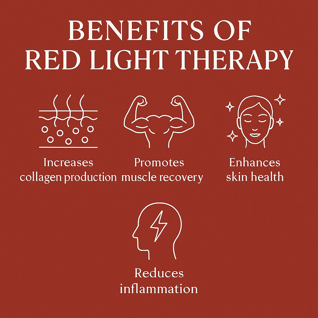 A diagram showing the benefits of red light therapy in Barbados