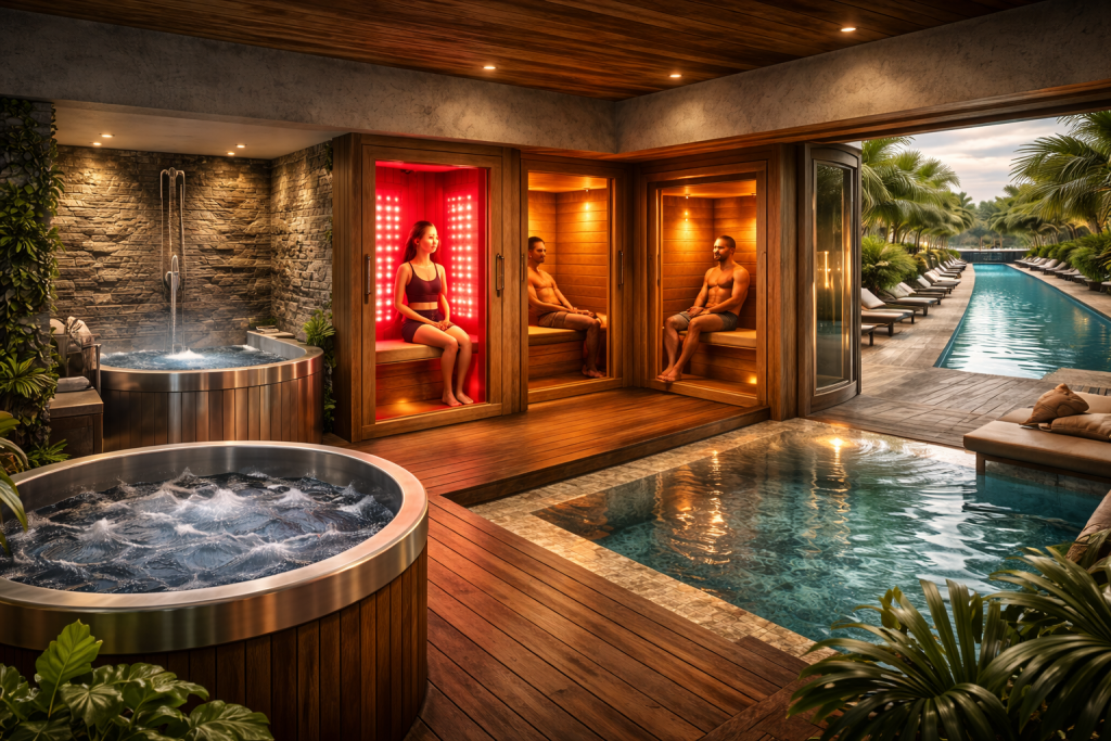 gyms in barbados recovery spaces including cold plunges sauna and pool