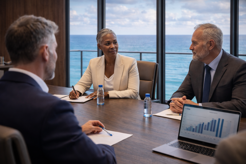 Executive Rooom in Barbados. Private executive meeting overlooking the ocean at The Leela Vida in Barbados
